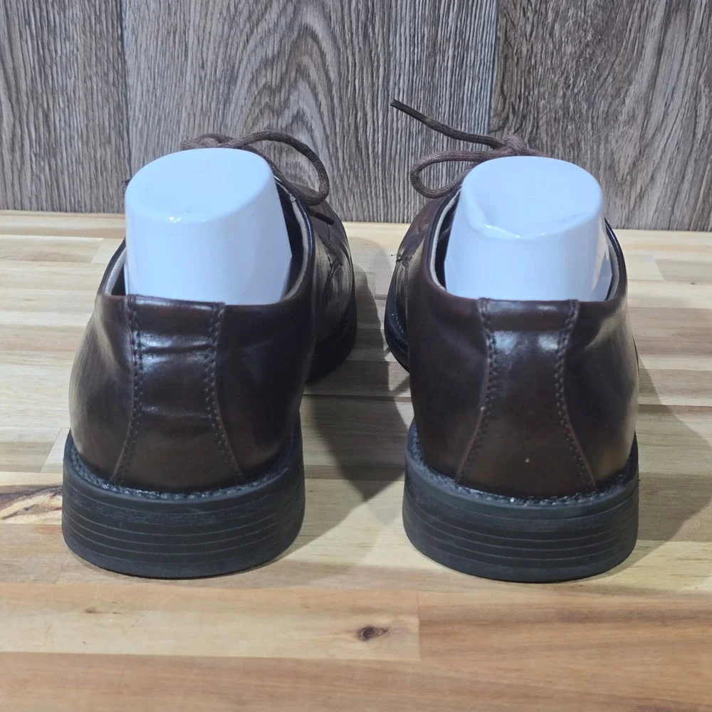 Borelli Martin Men's Dress Shoes‎ 9.5 Brown Leather Square Toe Oxford Derby